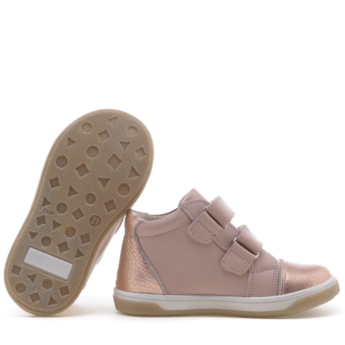 (2675-19) Emel shoes velcro trainers rose gold