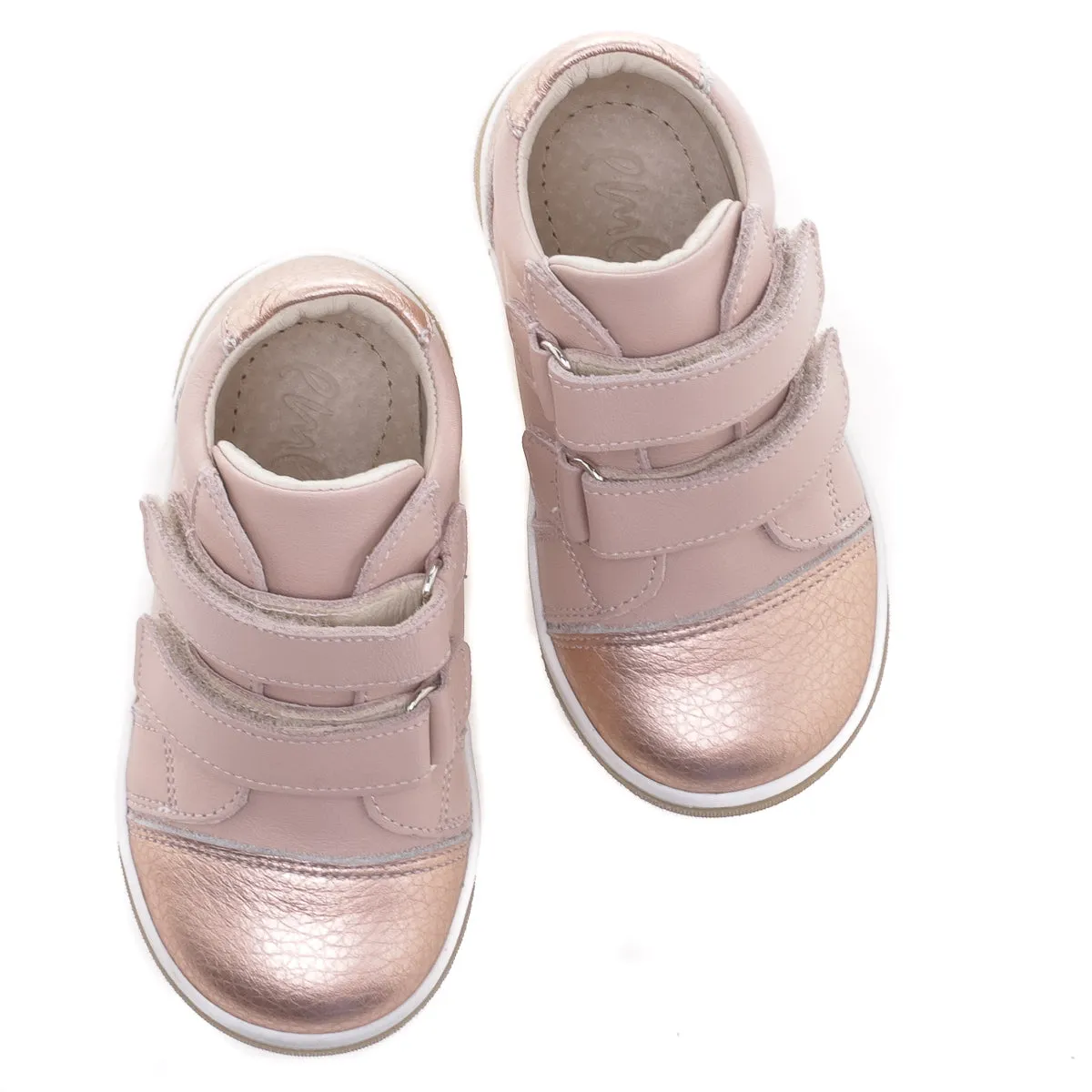 (2675-19) Emel shoes velcro trainers rose gold