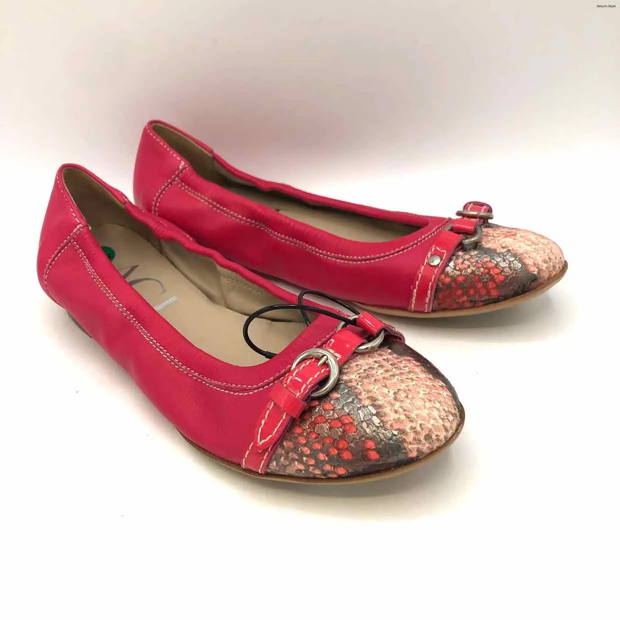 AGL - ATTILIO GIUSTI LEOMBRUNI Pink Gray Leather Flats Shoes