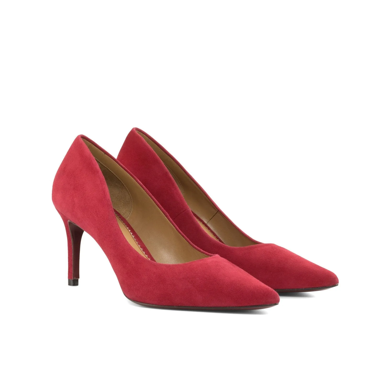 Ambrogio Bespoke Custom Women's Shoes Passion Red Suede Leather Florence Pumps (AMBW1110)