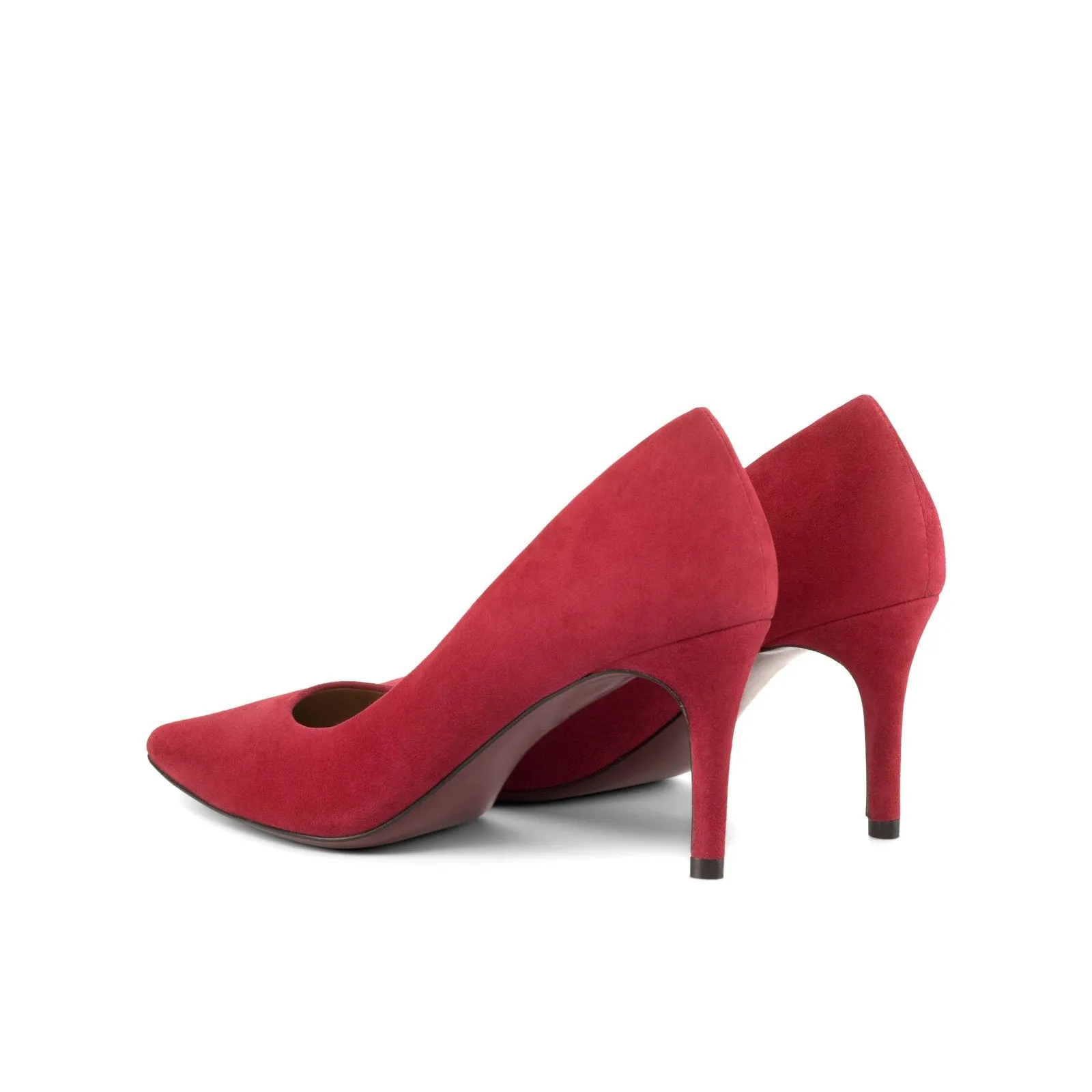 Ambrogio Bespoke Custom Women's Shoes Passion Red Suede Leather Florence Pumps (AMBW1110)