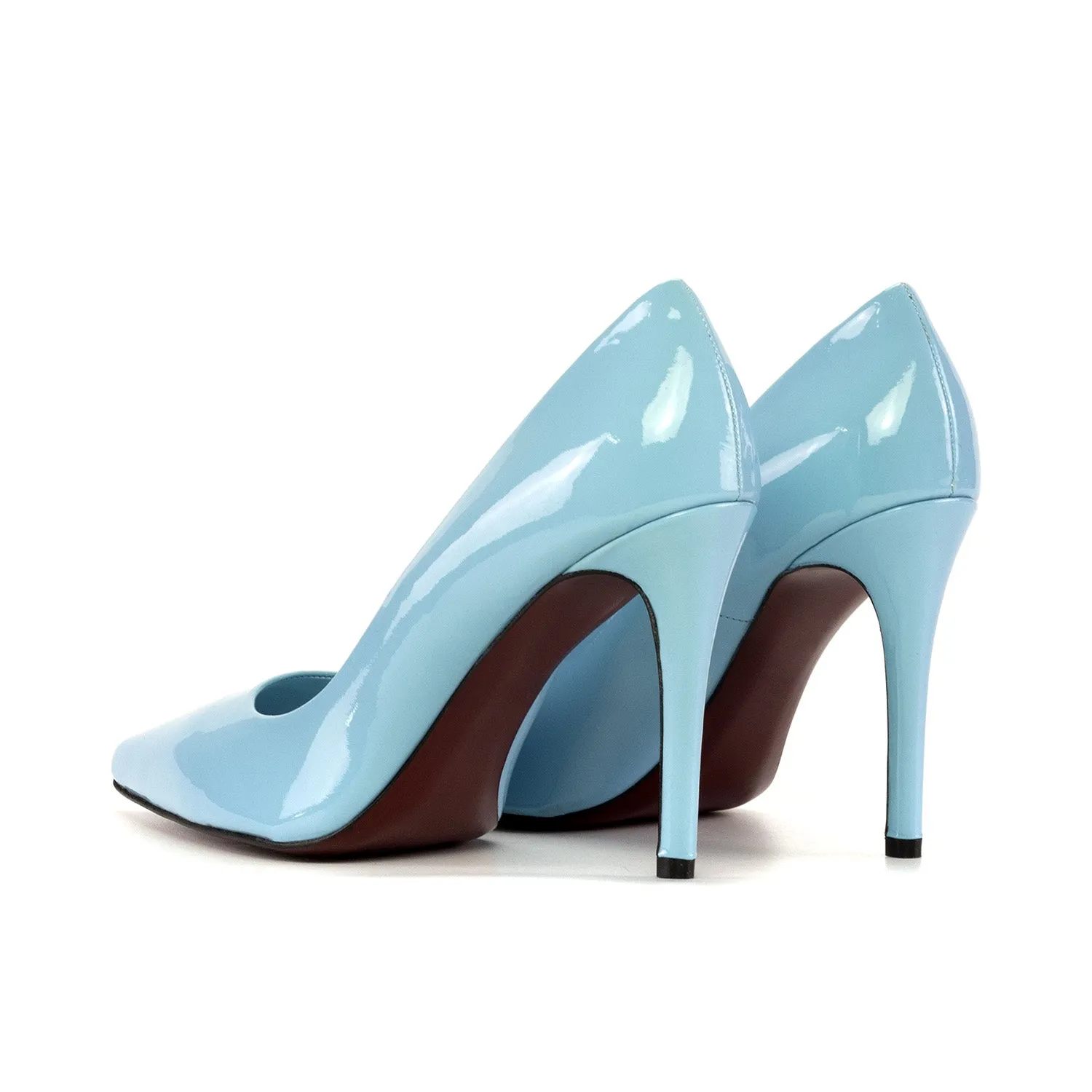 Ambrogio Bespoke Custom Women's Shoes Sky Blue Patent Leather Florence Pumps (AMBW1125)