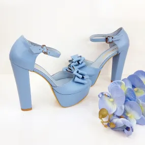 Baby Blue Ribbon Bridal  Platform Shoes