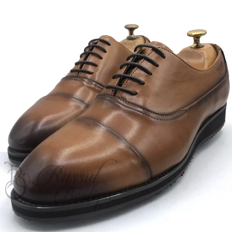 BIG-Capped leather laceup shoe | Brown