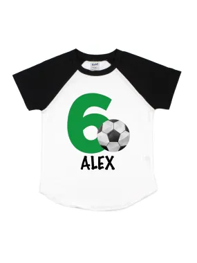 Black & White Soccer Raglan Shirt - Personalized