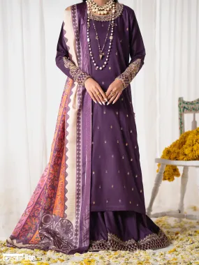 Casual Lite "Gul Posh" Embroidered Cotton Suit - Purple