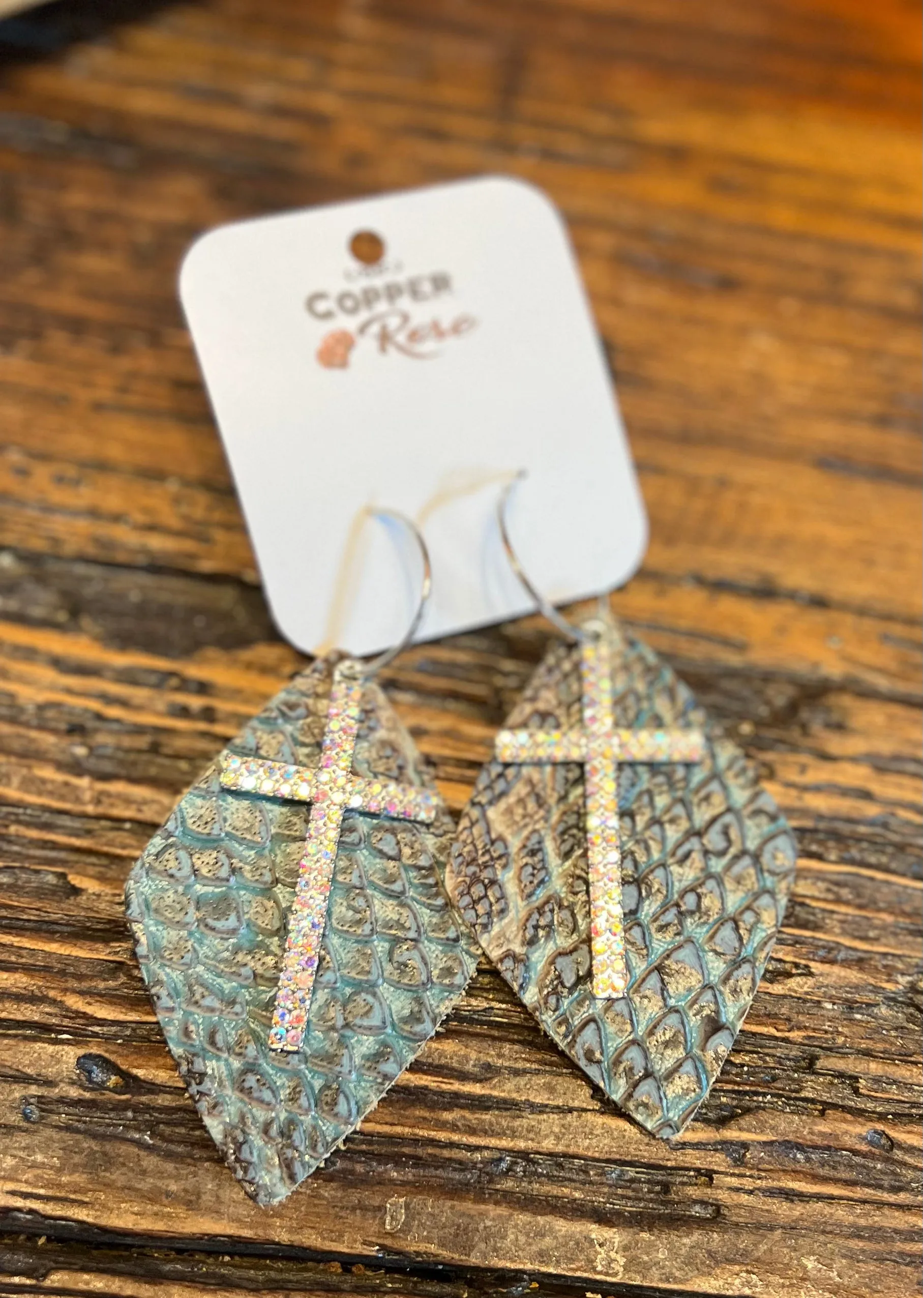 Cross Leather Earrings