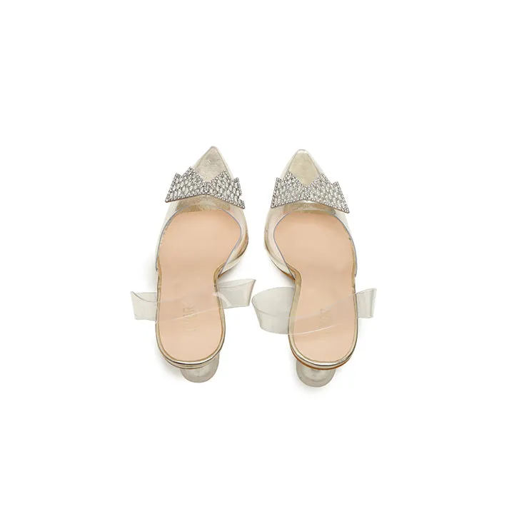 Diamante Butterfly Clear Heeled Mules, XJD 05