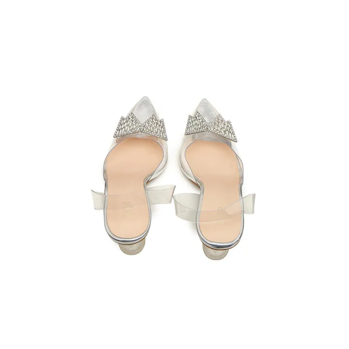 Diamante Butterfly Clear Heeled Mules, XJD 05