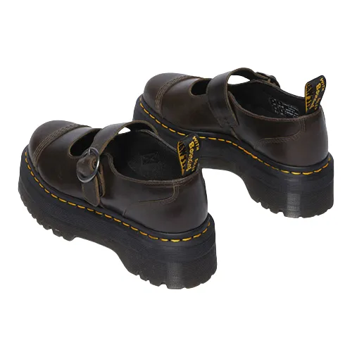 Dr. Martens Ladies Platform Buckle Shoes - Addina - Dark Taupe/Brown