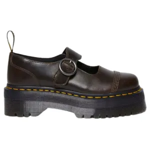 Dr. Martens Ladies Platform Buckle Shoes - Addina - Dark Taupe/Brown