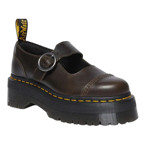 Dr. Martens Ladies Platform Buckle Shoes - Addina - Dark Taupe/Brown