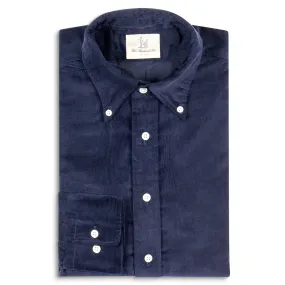 Fox Needlecord Navy Button-Down Casual Shirt