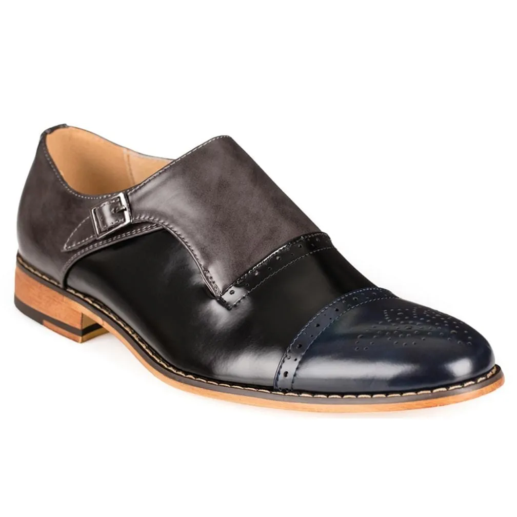 Gino Vitale Men's Three Tone Monk Strap Dress Shoes