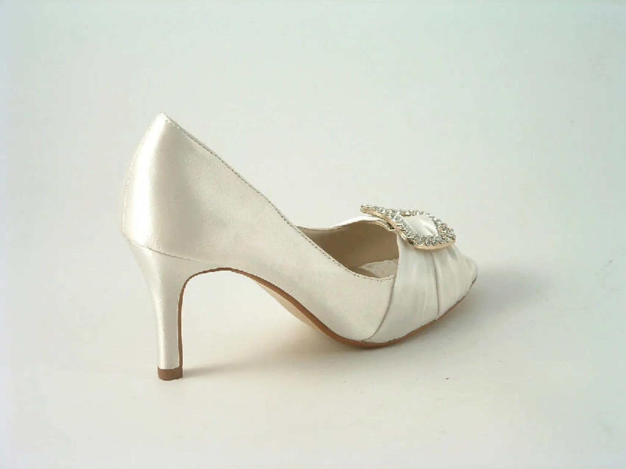 Glitz Shoes Satin Low Heel Peep Toe Court Shoe