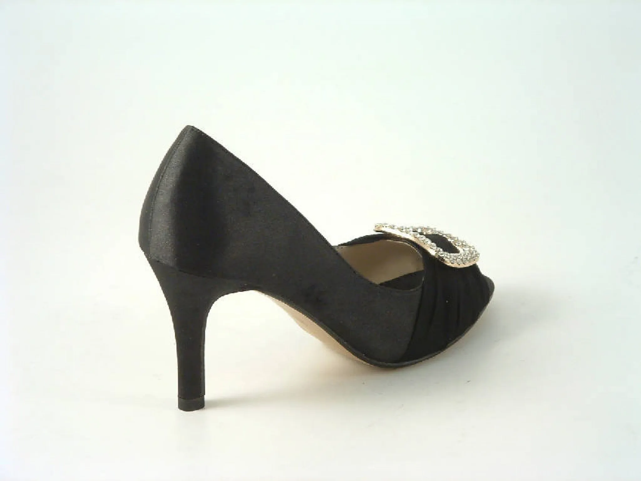 Glitz Shoes Satin Low Heel Peep Toe Court Shoe