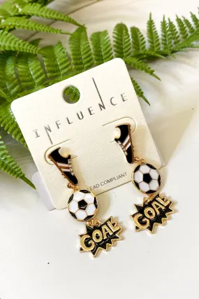 Linked Goal Soccer Charms Drop Earrings