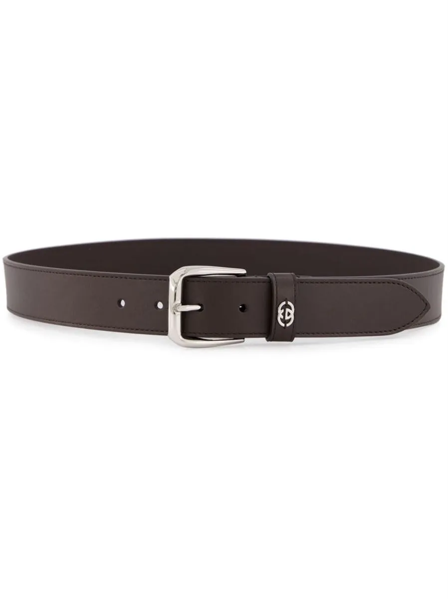 LOGO-PLAQUE LEATHER BELT