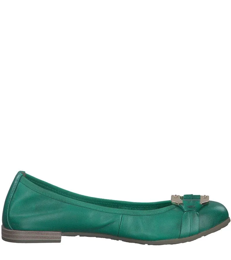 Marco Tozzi Womens Ballet Flats Green Leather Shoes - 2-22102-42