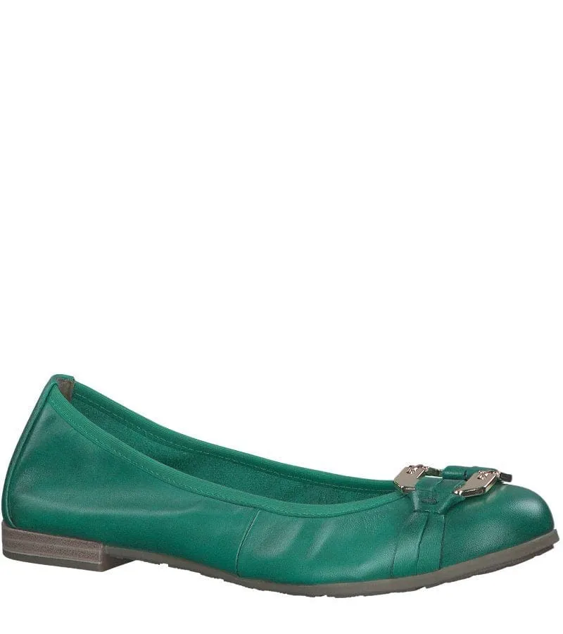 Marco Tozzi Womens Ballet Flats Green Leather Shoes - 2-22102-42