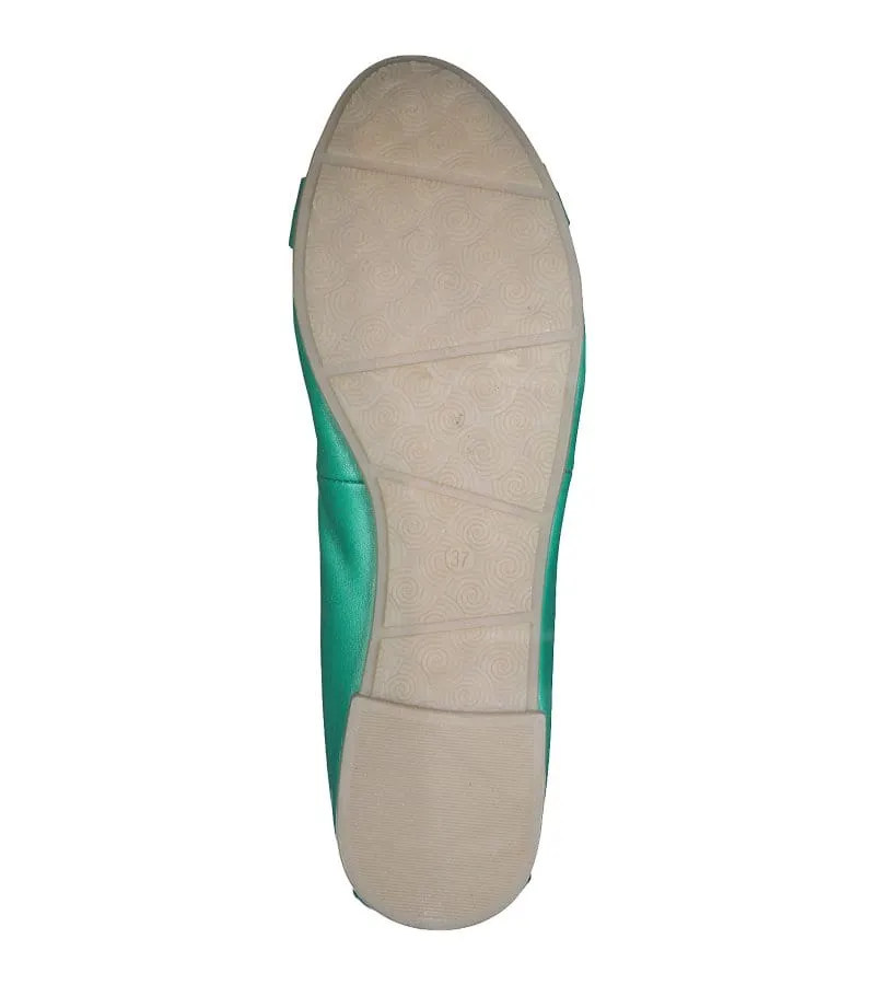 Marco Tozzi Womens Ballet Flats Green Leather Shoes - 2-22102-42