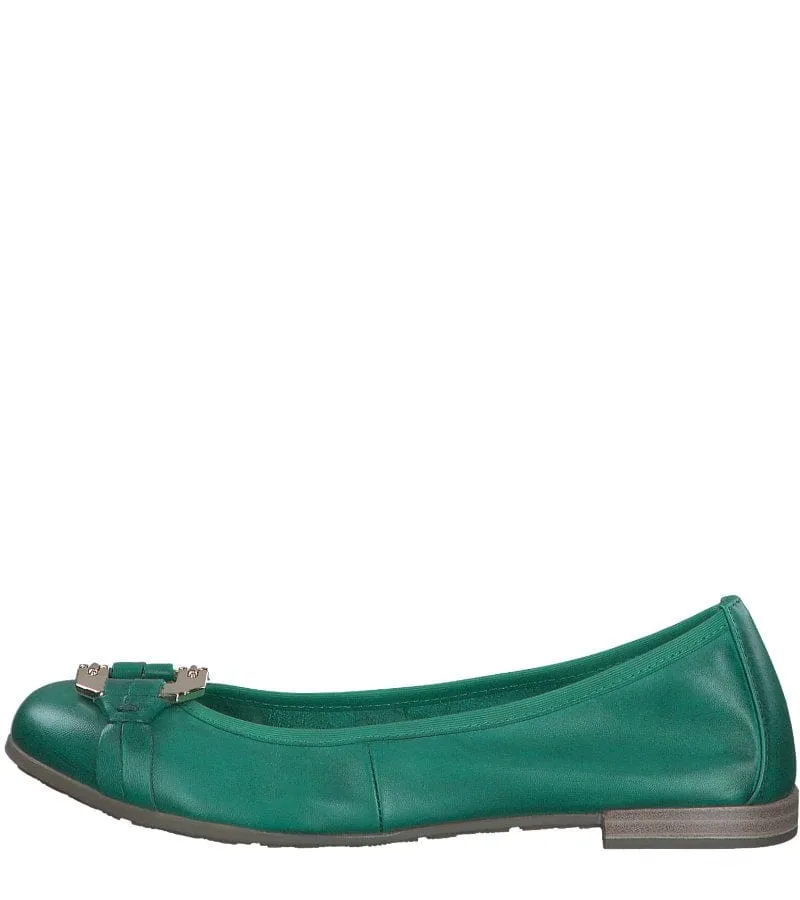 Marco Tozzi Womens Ballet Flats Green Leather Shoes - 2-22102-42