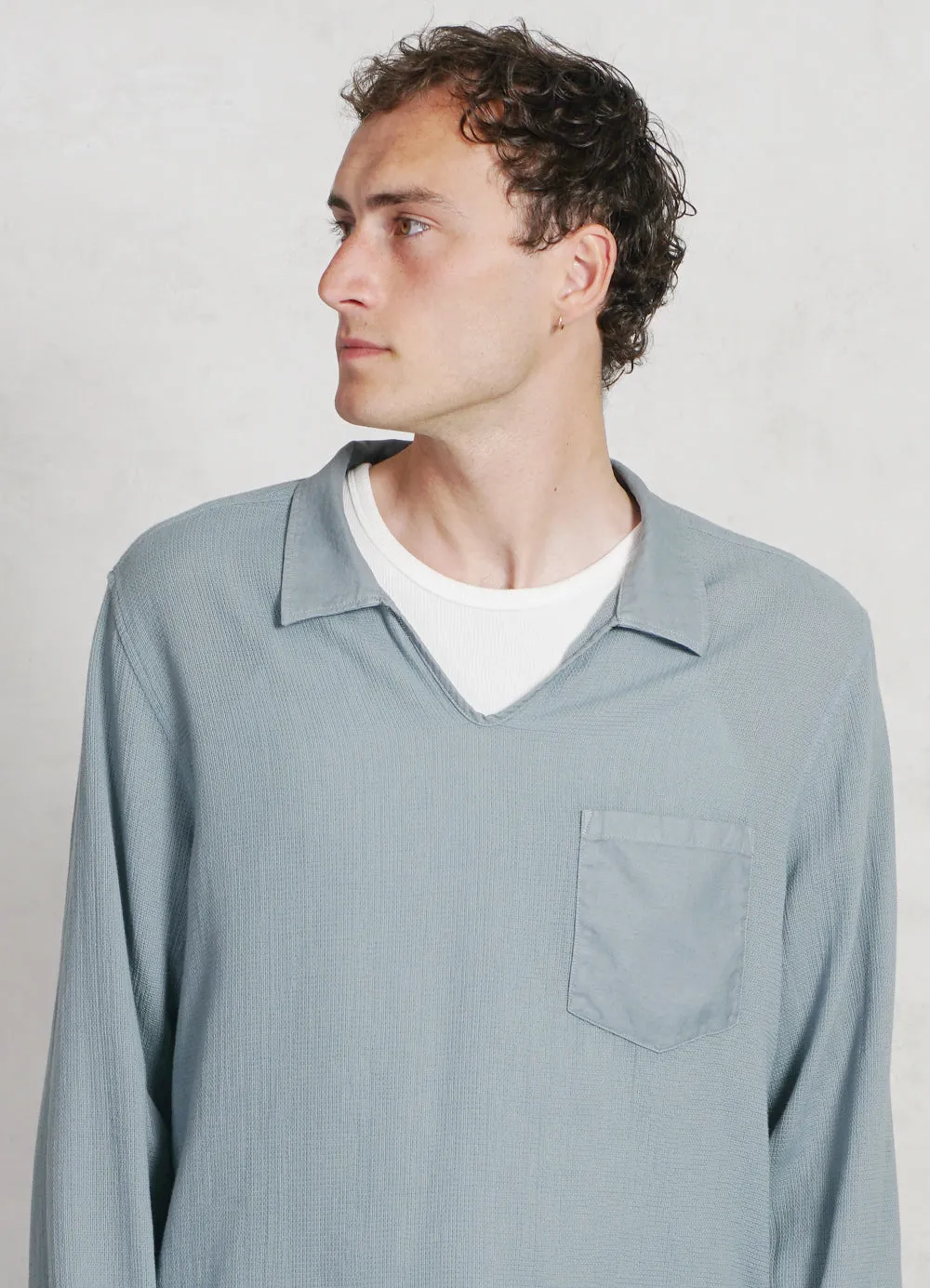 MARIUS | Casual Gauze Pull-on Shirt | Lagoon