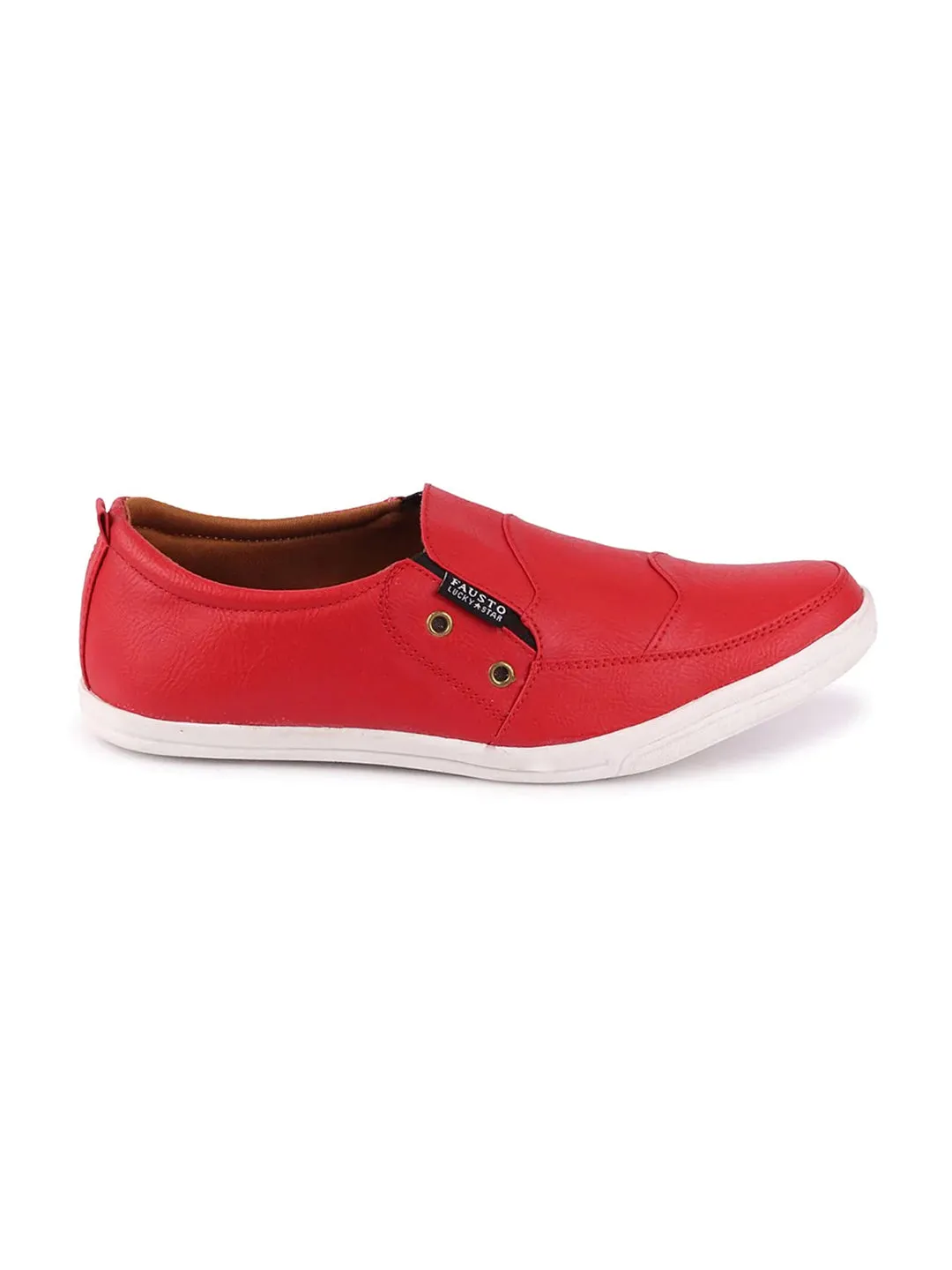 Men Red Casual Slip-On Loafers