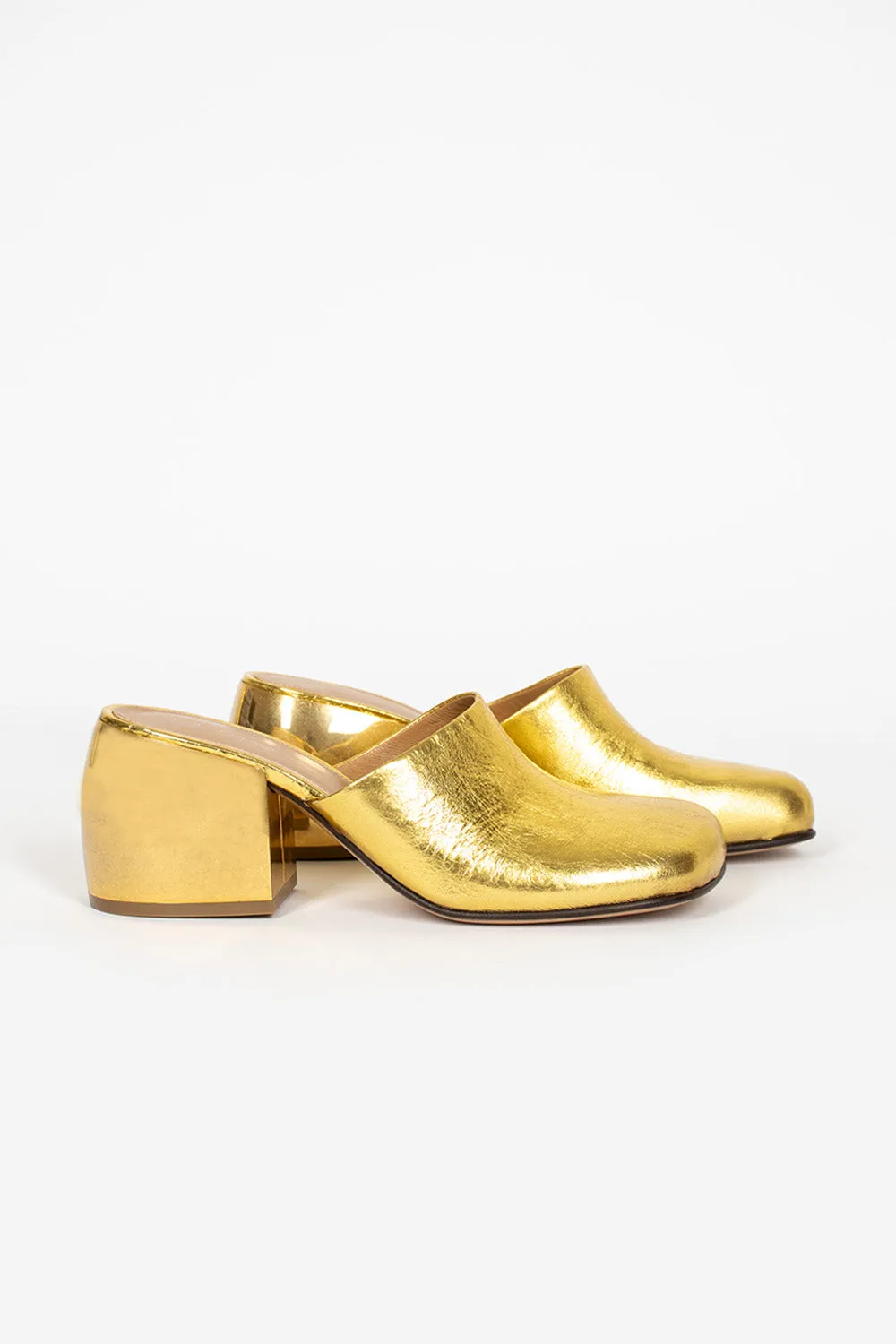 Metallic Leather Mules