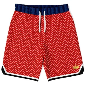 Red Par 4 Unisex Basketball Shorts