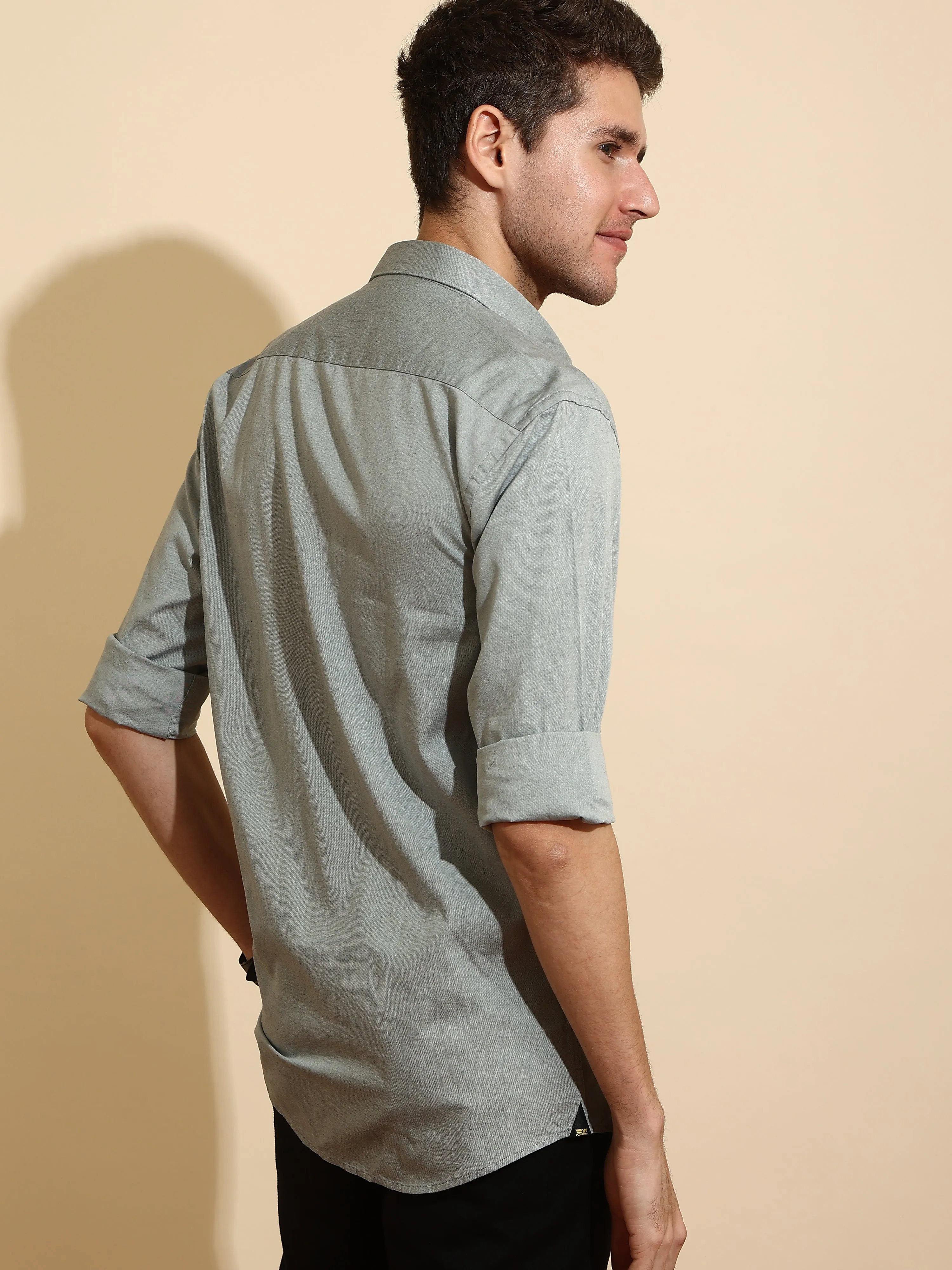 Shield Grey Semi Casual Full Sleeve Shirt